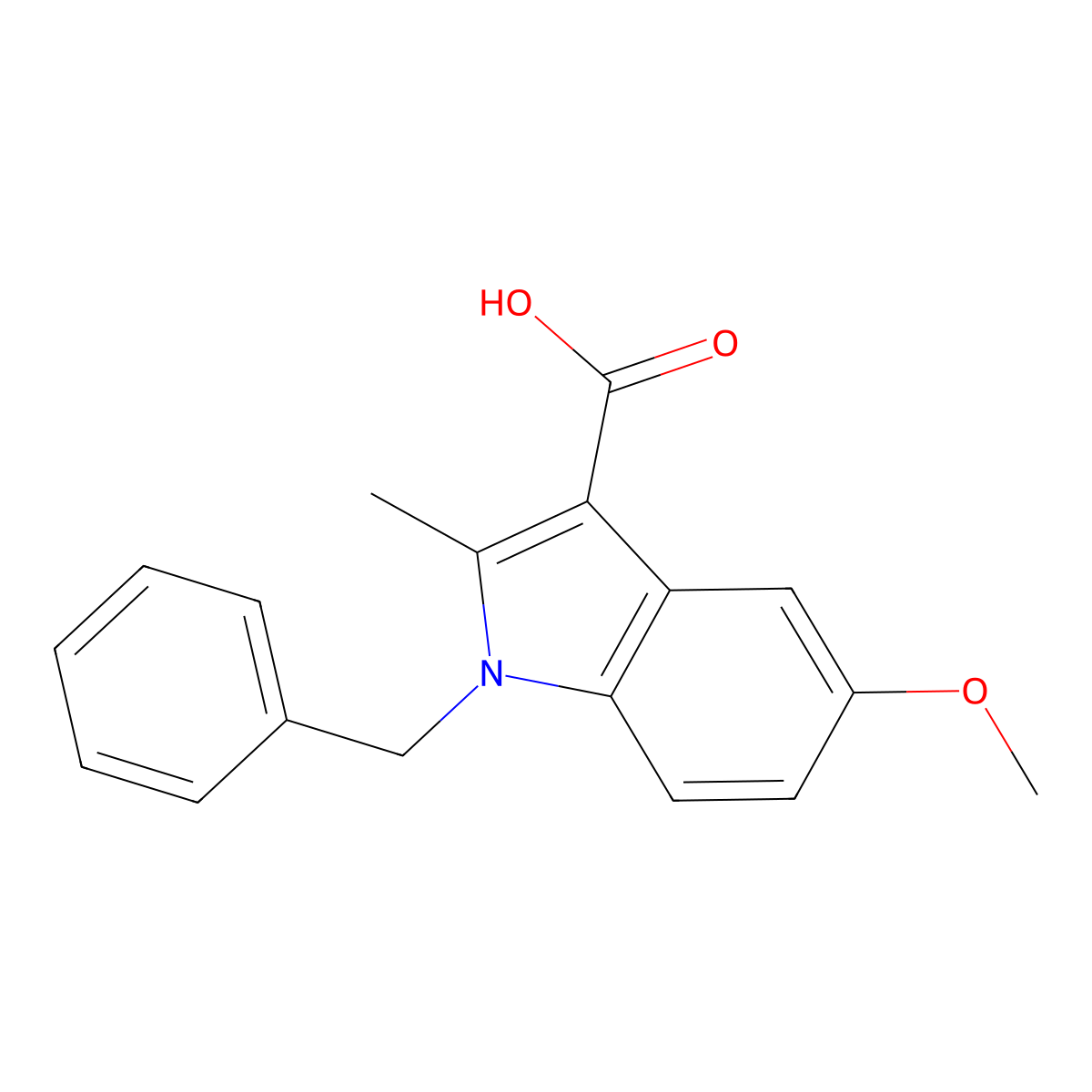 1-Benzyl-5-methoxy-2-methyl-1H-indole-3-carboxylic acid molecular structure, CAS 132105-71-6