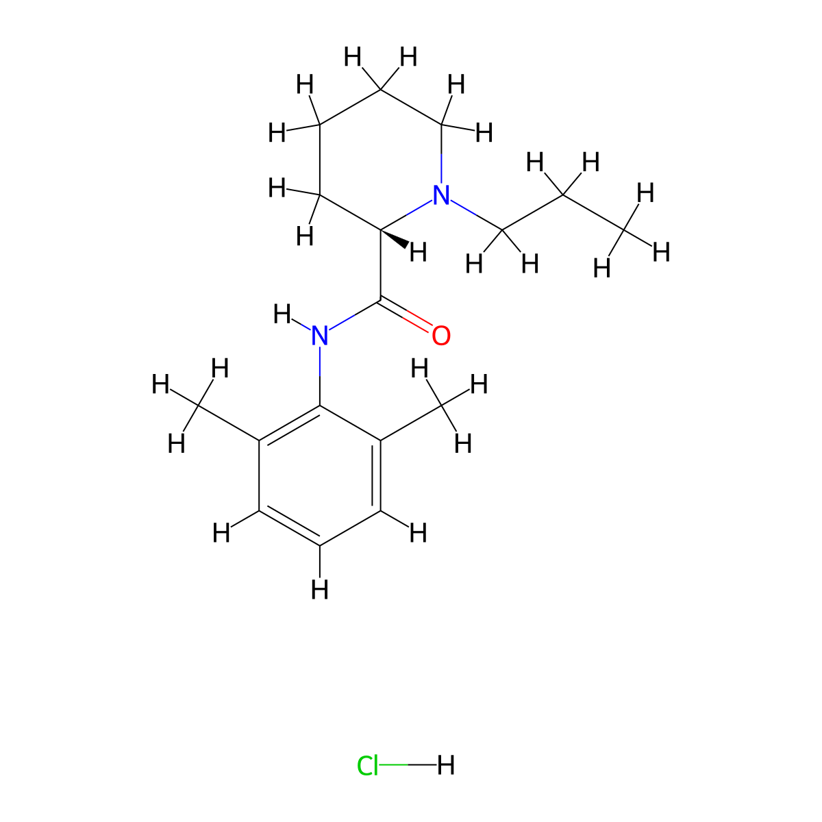 Ropivacaine Hydrochloride molecular structure, CAS 132112-35-7