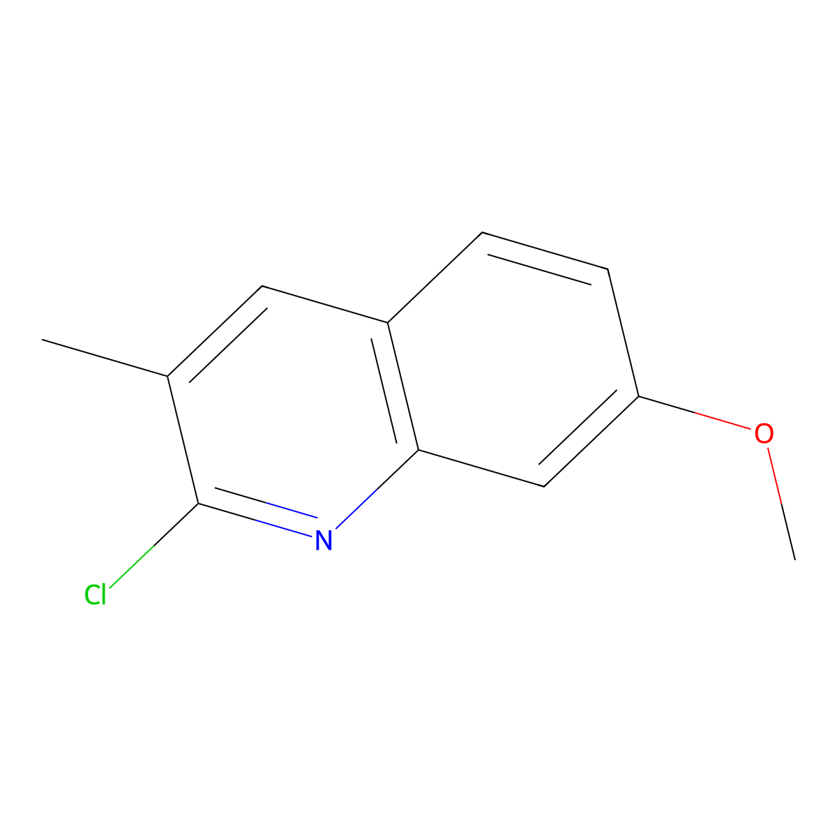 2-Chloro-7-methoxy-3-methylquinoline molecular structure, CAS 132118-45-7