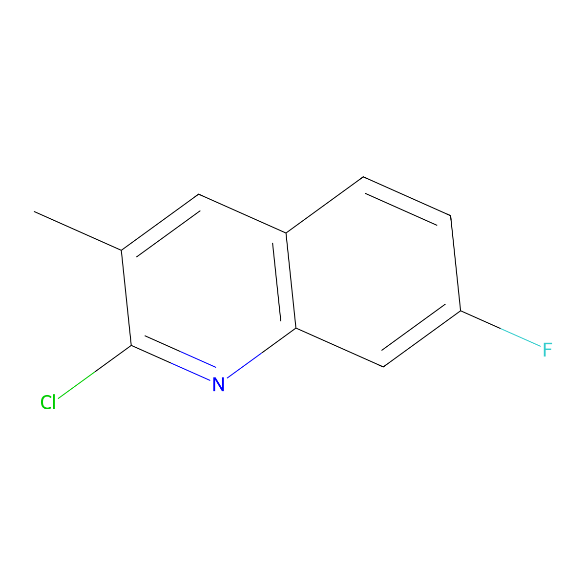 2-Chloro-7-fluoro-3-methylquinoline molecular structure, CAS 132118-48-0