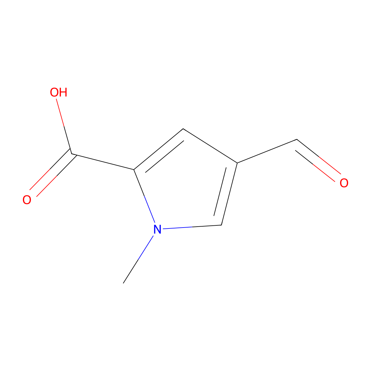 4-formyl-1-methyl-1H-pyrrole-2-carboxylic acid molecular structure, CAS 132122-28-2