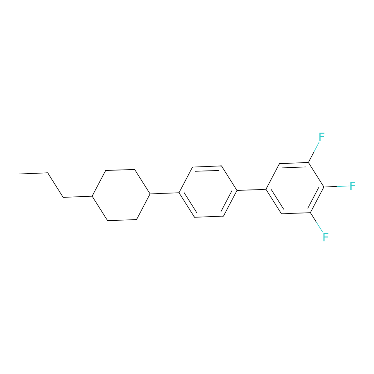 3,4,5-Trifluoro-4'-(trans-4-propylcyclohexyl)-1,1'-biphenyl molecular structure, CAS 132123-39-8