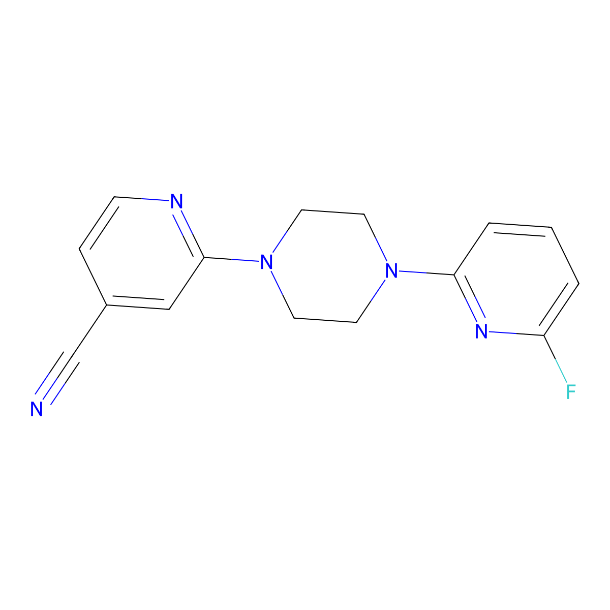 2-[4-(6-Fluoropyridin-2-yl)piperazin-1-yl]pyridine-4-carbonitrile molecular structure, CAS 1321295-16-2