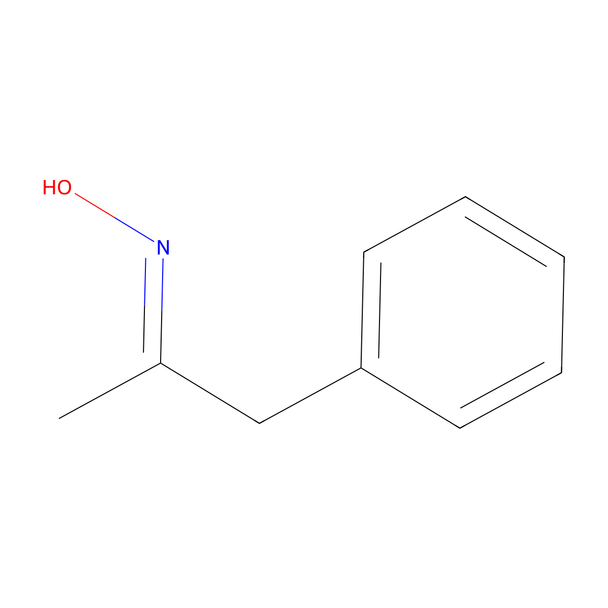 Phenylacetone oxime molecular structure, CAS 13213-36-0