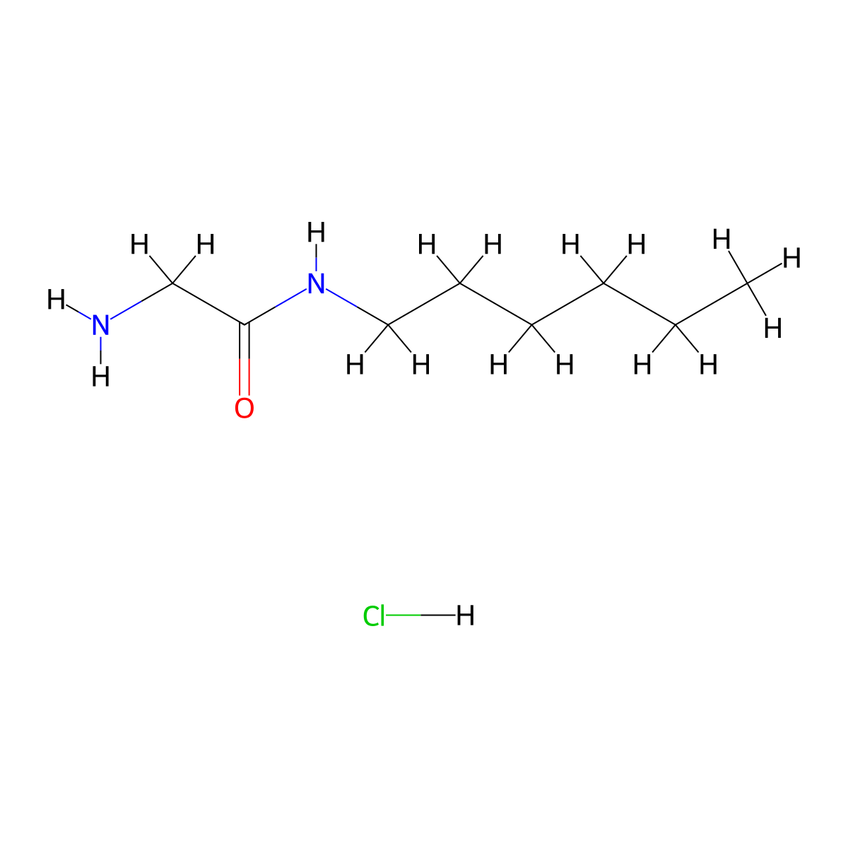 2-amino-N-hexylacetamide;hydrochloride molecular structure, CAS 132139-30-1