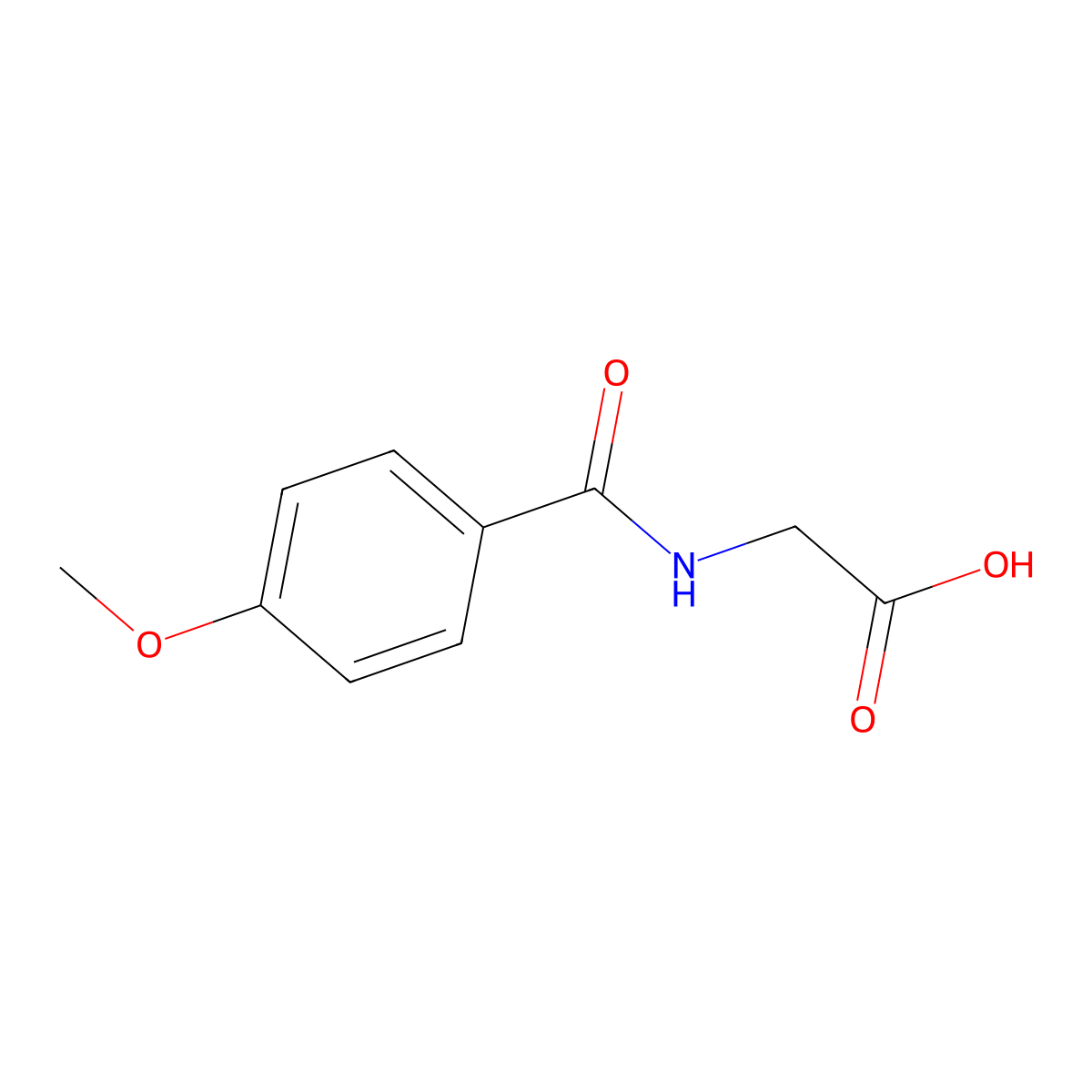 4-Methyoxybenzoyl-N-glycine molecular structure, CAS 13214-64-7