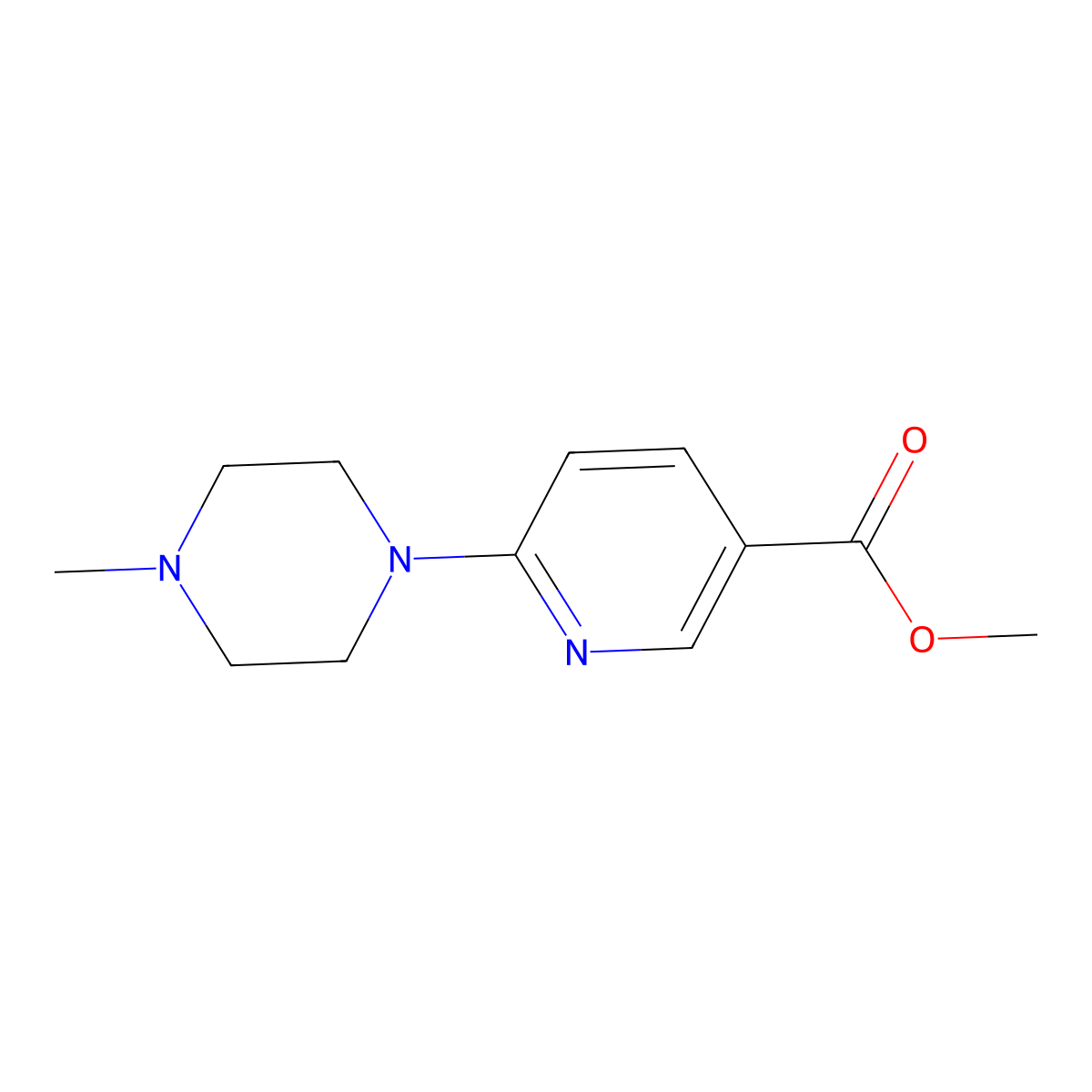 Methyl 6-(4-methylpiperazin-1-yl)pyridine-3-carboxylate molecular structure, CAS 132144-02-6