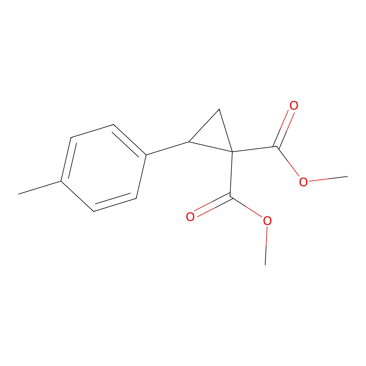 Dimethyl 2-(p-tolyl)cyclopropane-1,1-dicarboxylate molecular structure, CAS 132145-64-3