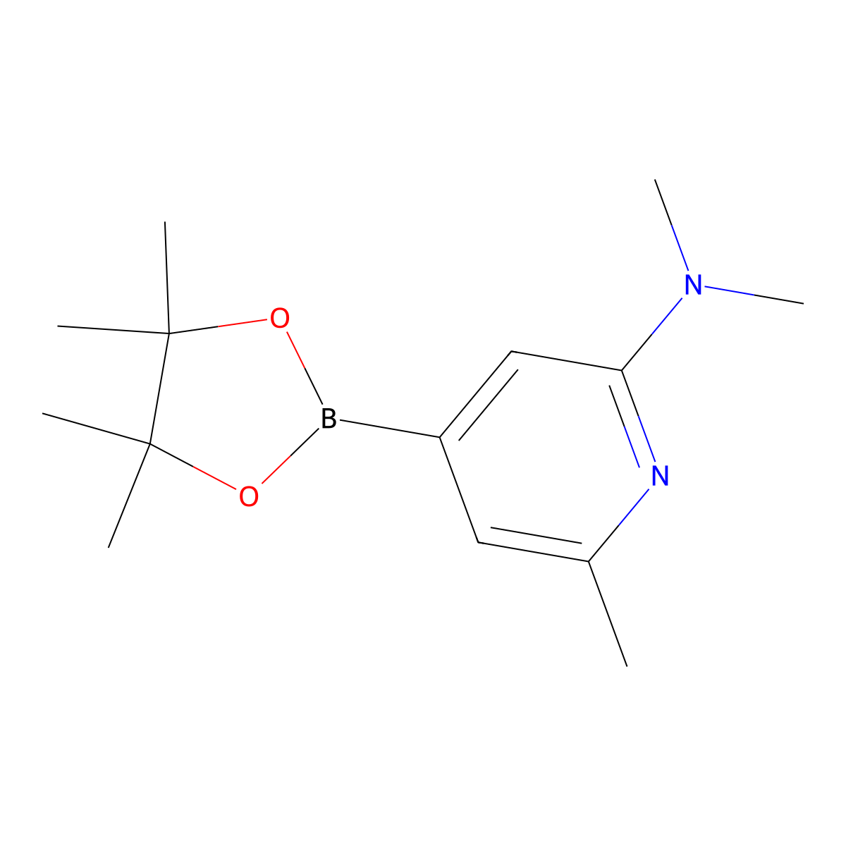 2-Dimethylamino-4-(4,4,5,5-tetramethyl-1,3,2-dioxaborolan-2-YL)-6-methylpyridine molecular structure, CAS 1321517-99-0