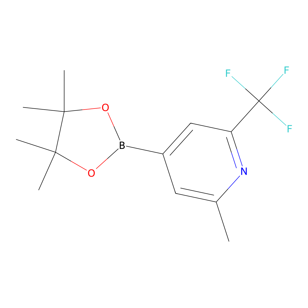 2-Methyl-4-(4,4,5,5-tetramethyl-1,3,2-dioxaborolan-2-yl)-6-(trifluoromethyl)pyridine molecular structure, CAS 1321518-03-9