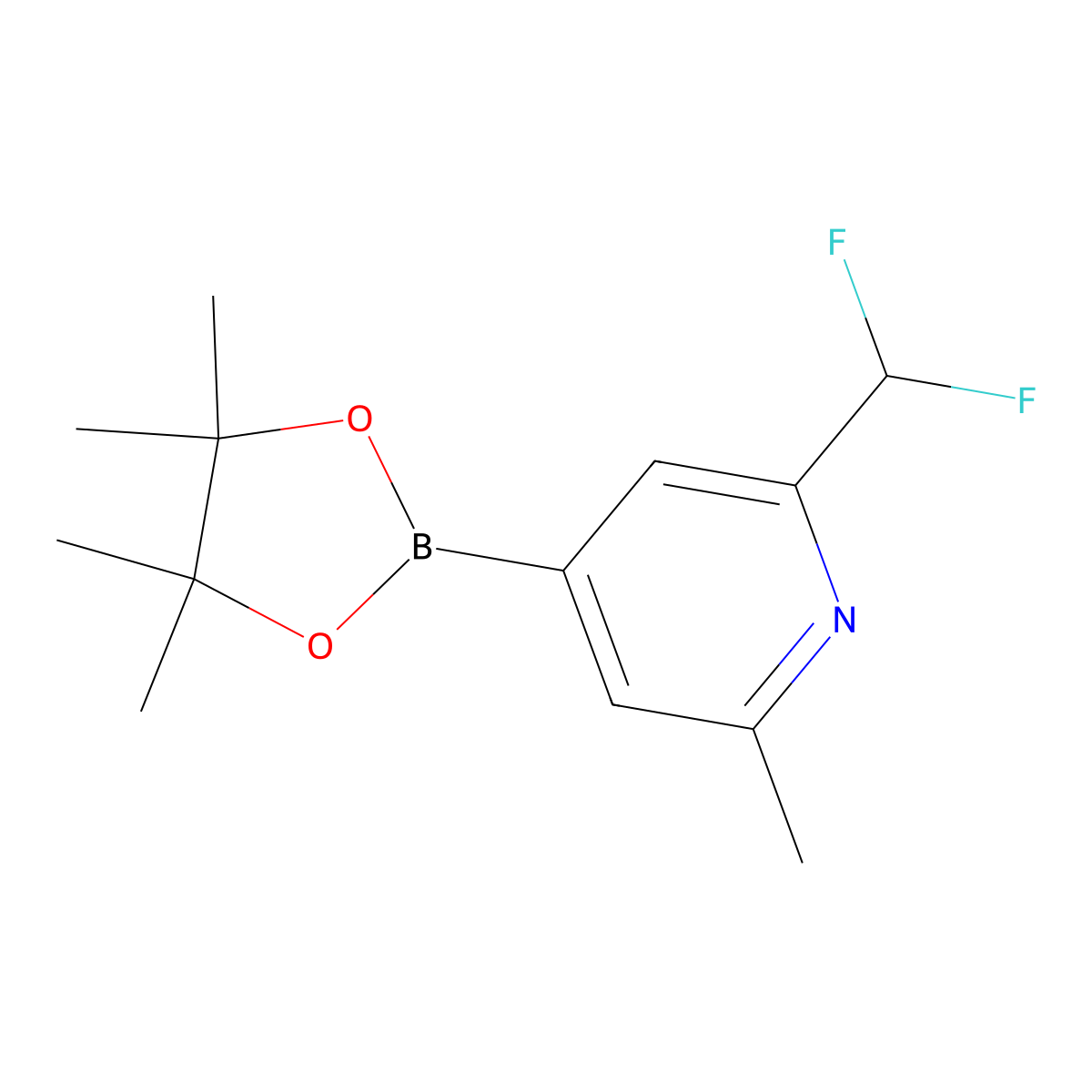 2-(Difluoromethyl)-6-methyl-4-(4,4,5,5-tetramethyl-1,3,2-dioxaborolan-2-yl)pyridine molecular structure, CAS 1321518-16-4