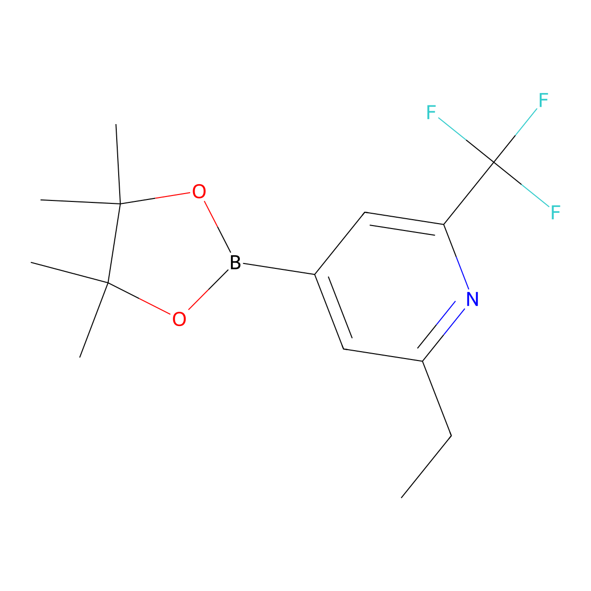 2-Ethyl-4-(4,4,5,5-tetramethyl-1,3,2-dioxaborolan-2-yl)-6-(trifluoromethyl)pyridine molecular structure, CAS 1321518-17-5