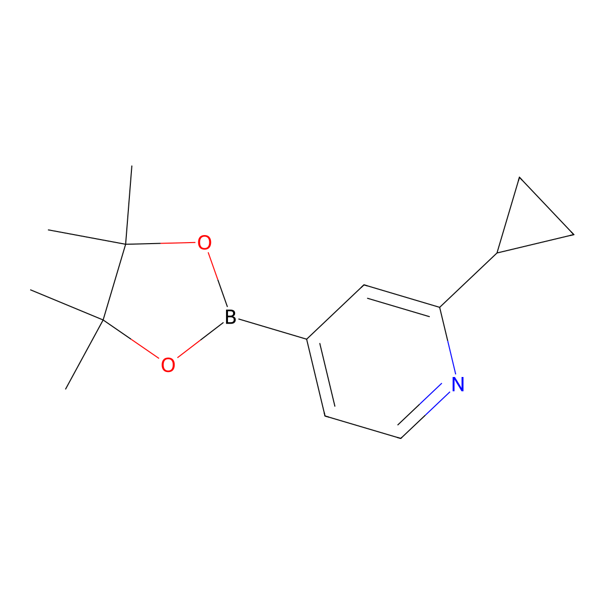 2-Cyclopropyl-4-(4,4,5,5-tetramethyl-1,3,2-dioxaborolan-2-YL)pyridine molecular structure, CAS 1321518-37-9