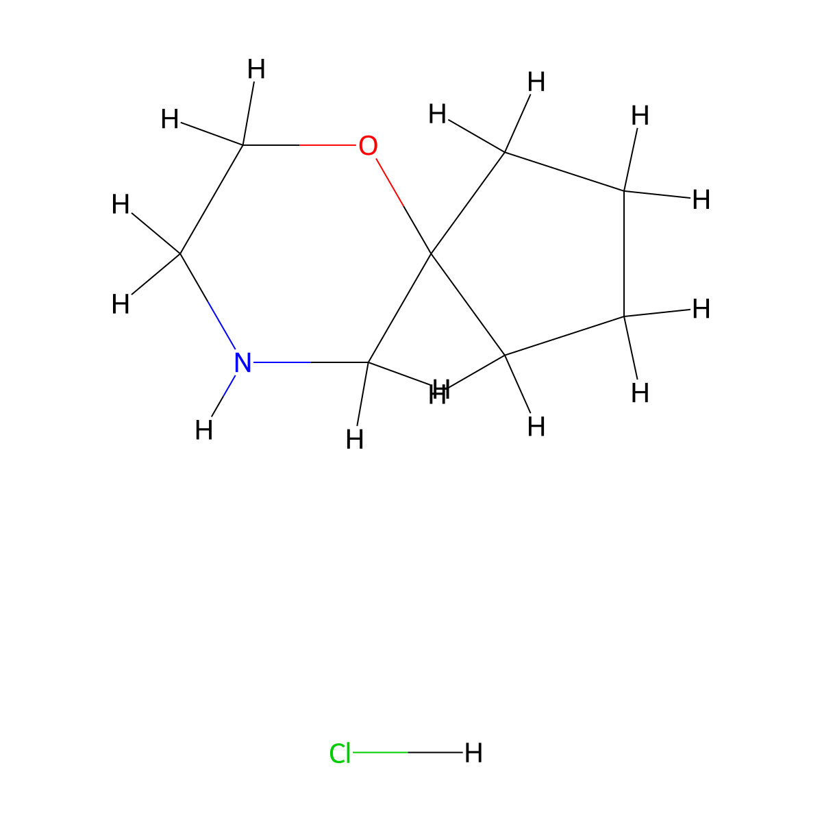 6-Oxa-9-azaspiro(4.5)decane hydrochloride molecular structure, CAS 1321518-38-0