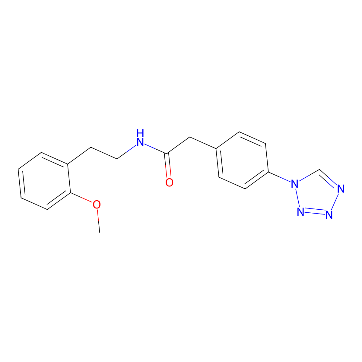 N-[2-(2-methoxyphenyl)ethyl]-2-[4-(1H-tetrazol-1-yl)phenyl]acetamide molecular structure, CAS 1321554-14-6