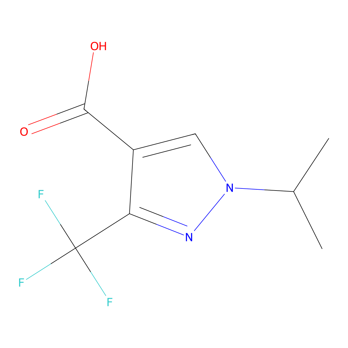 1-isopropyl-3-(trifluoromethyl)-1H-pyrazole-4-carboxylic acid molecular structure, CAS 1321594-75-5