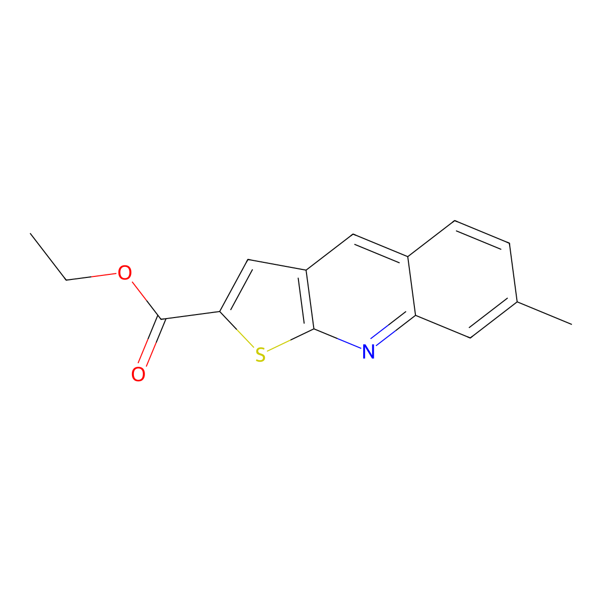 Ethyl 7-methylthieno[2,3-b]quinoline-2-carboxylate molecular structure, CAS 132161-04-7