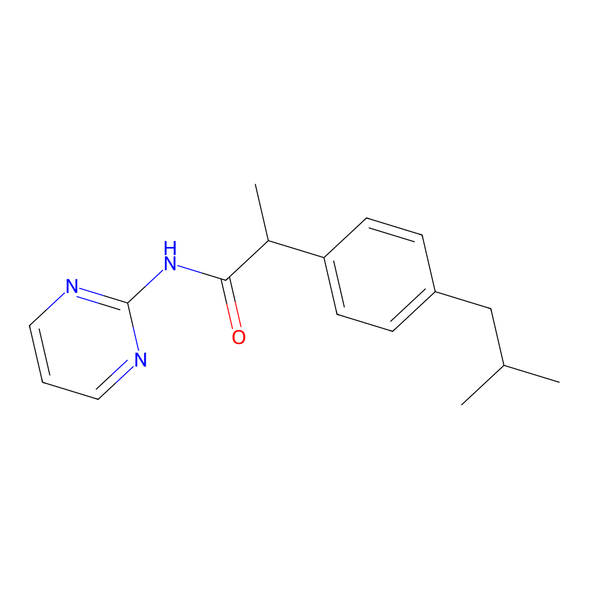 2-(4-isobutylphenyl)-N-(2-pyrimidinyl)propanamide molecular structure, CAS 132161-87-6