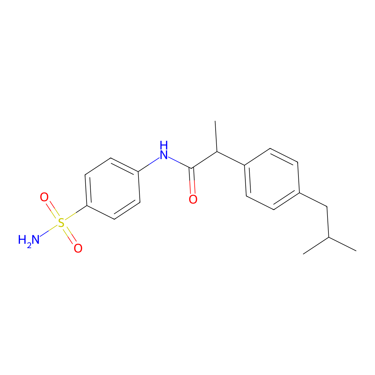 2-[4-(2-methylpropyl)phenyl]-N-(4-sulfamoylphenyl)propanamide molecular structure, CAS 132161-89-8