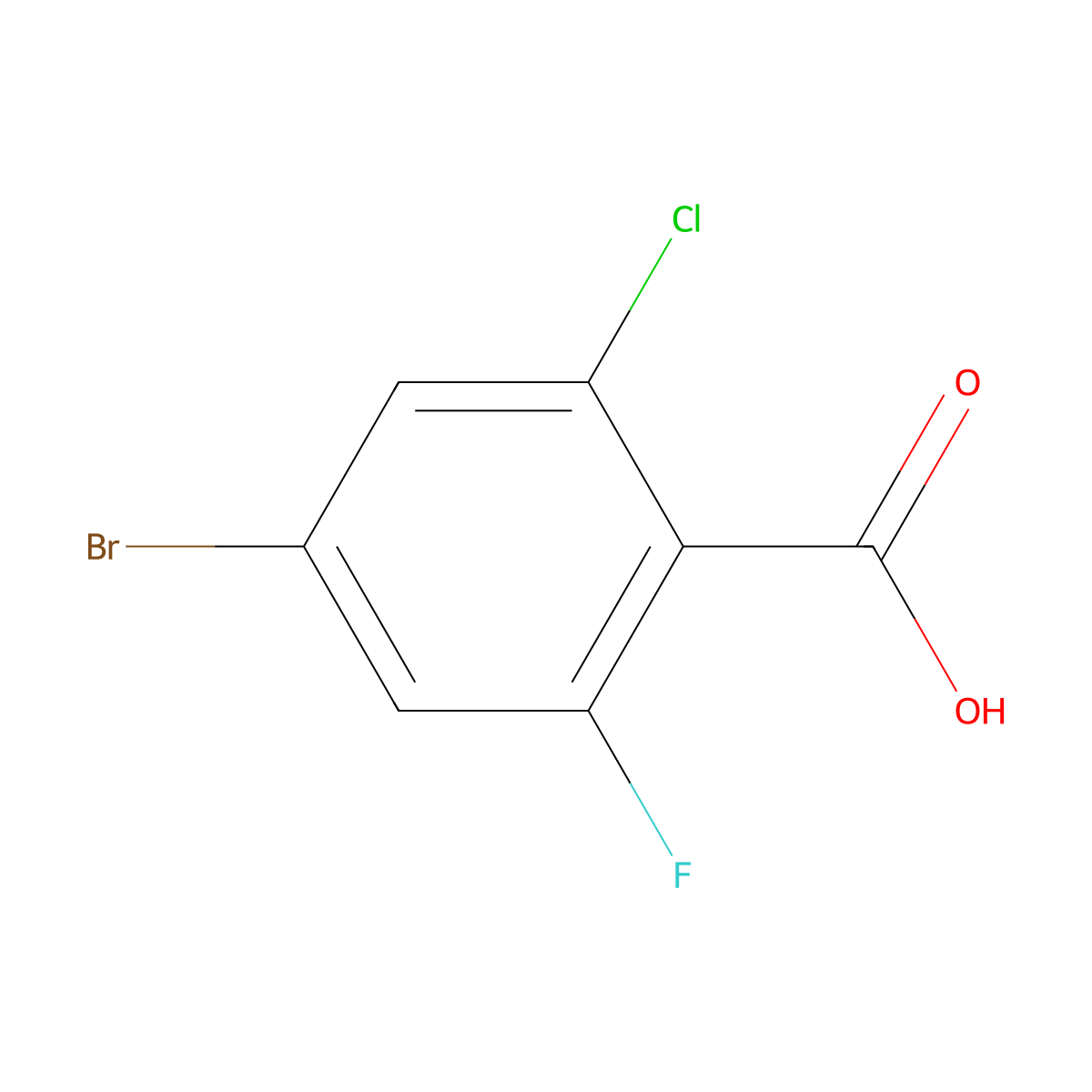 4-Bromo-2-chloro-6-fluorobenzoic acid molecular structure, CAS 1321613-01-7