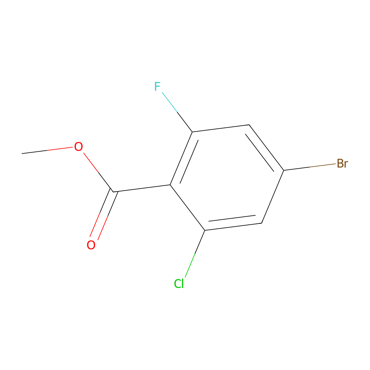 Methyl 4-bromo-2-chloro-6-fluorobenzoate molecular structure, CAS 1321613-02-8