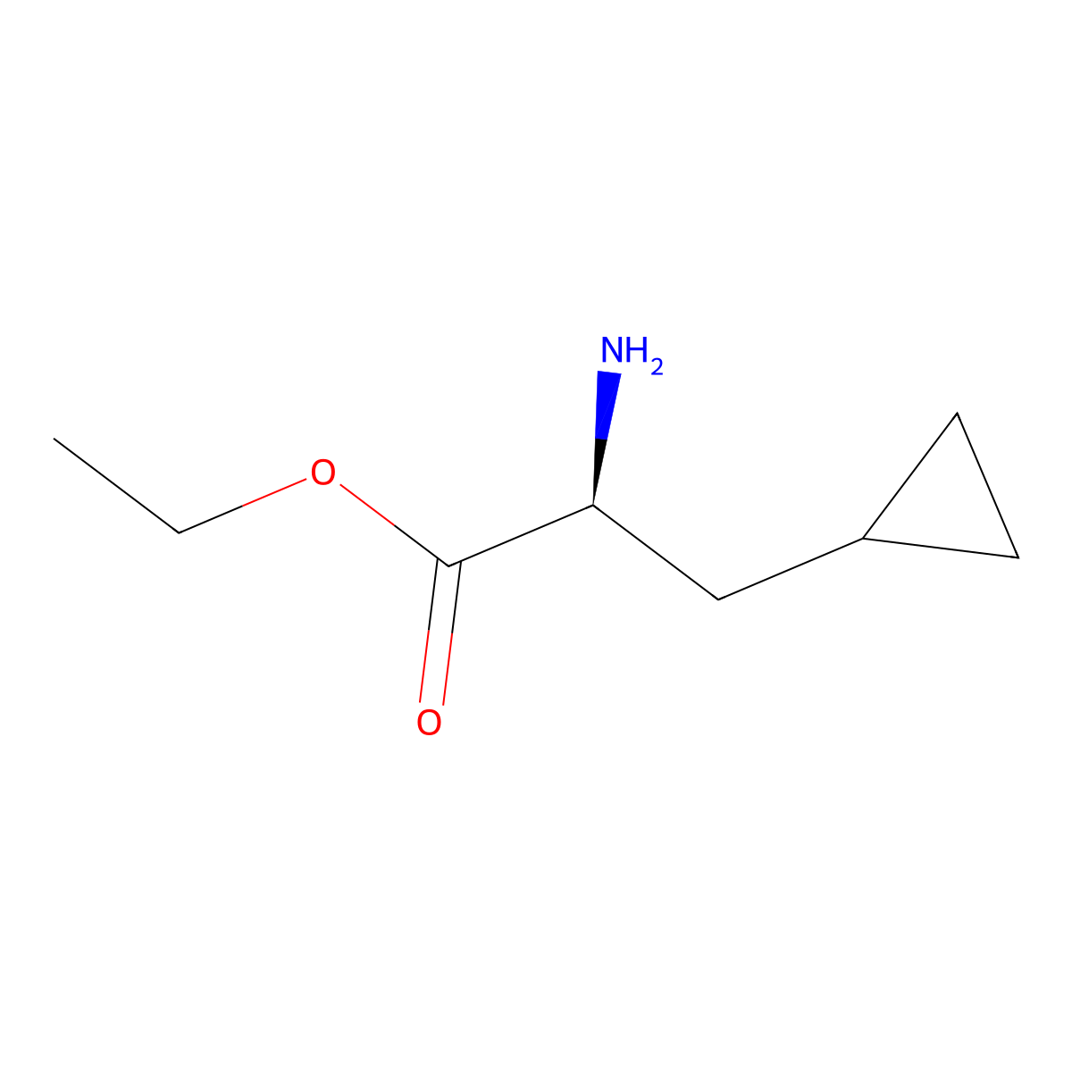 ethyl (2S)-2-amino-3-cyclopropylpropanoate molecular structure, CAS 1321615-18-2
