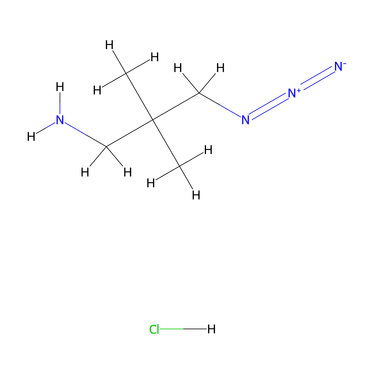 3-Azido-2,2-dimethylpropan-1-amine hydrochloride molecular structure, CAS 1321622-19-8