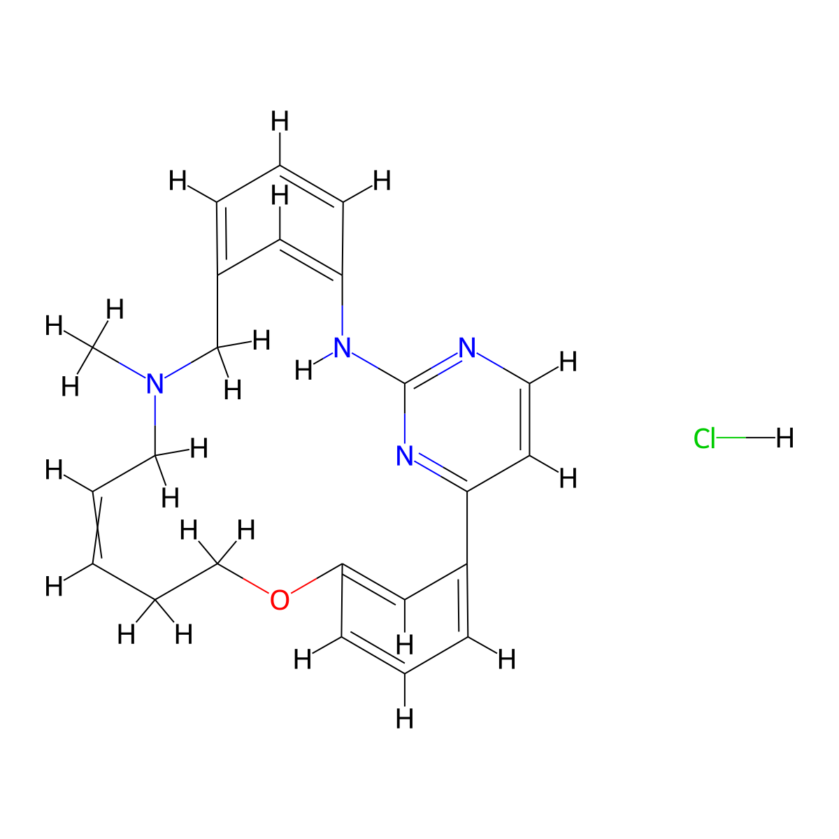 14-Methyl-20-oxa-5,7,14,27-tetrazatetracyclo[19.3.1.12,6.18,12]heptacosa-1(25),2(27),3,5,8,10,12(26),16,21,23-decaene;hydrochloride molecular structure, CAS 1321626-25-8