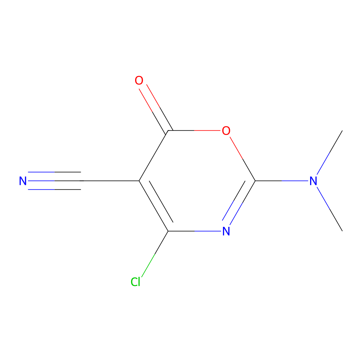 4-chloro-2-(dimethylamino)-6-oxo-6H-1,3-oxazine-5-carbonitrile molecular structure, CAS 132164-86-4