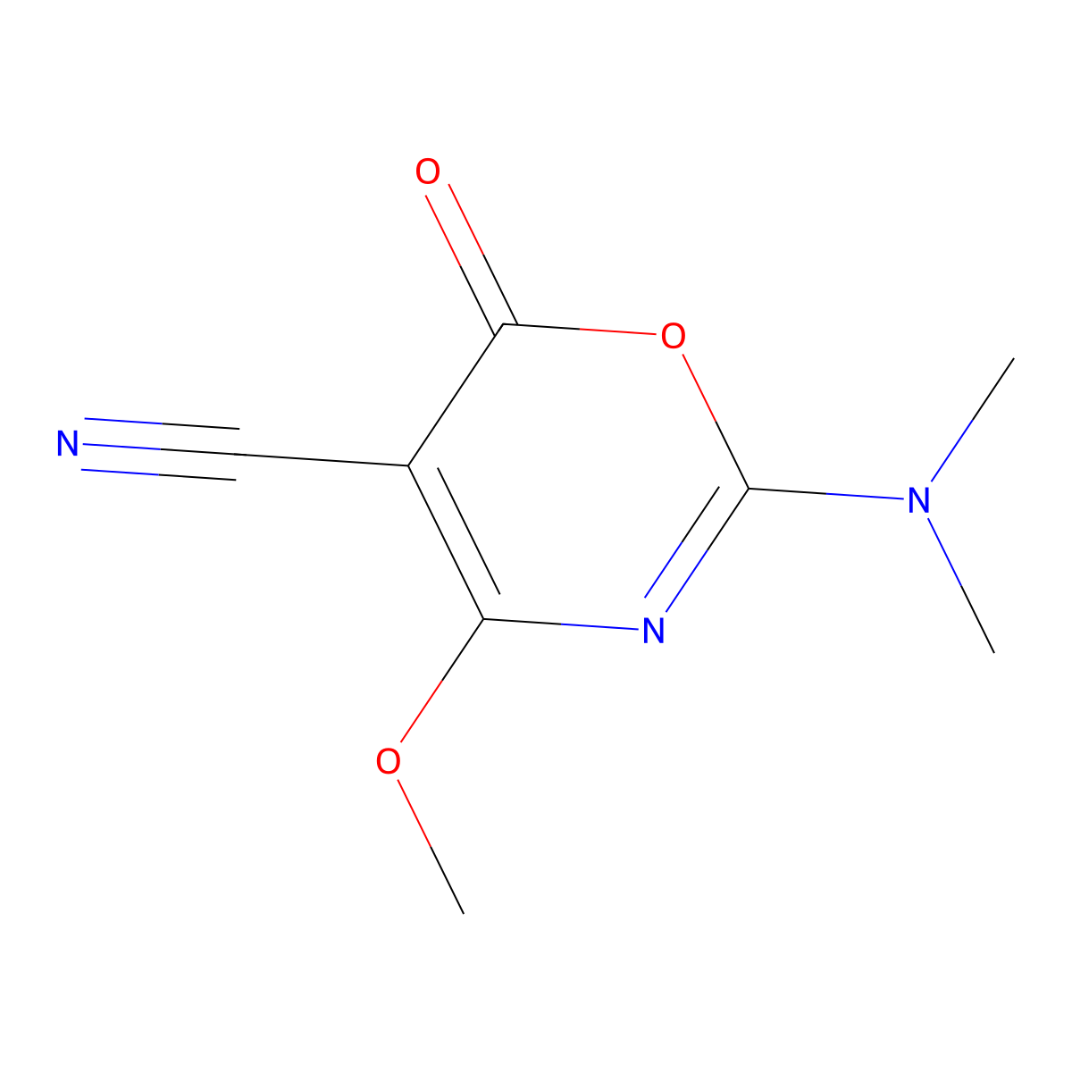 2-(dimethylamino)-4-methoxy-6-oxo-6H-1,3-oxazine-5-carbonitrile molecular structure, CAS 132164-87-5