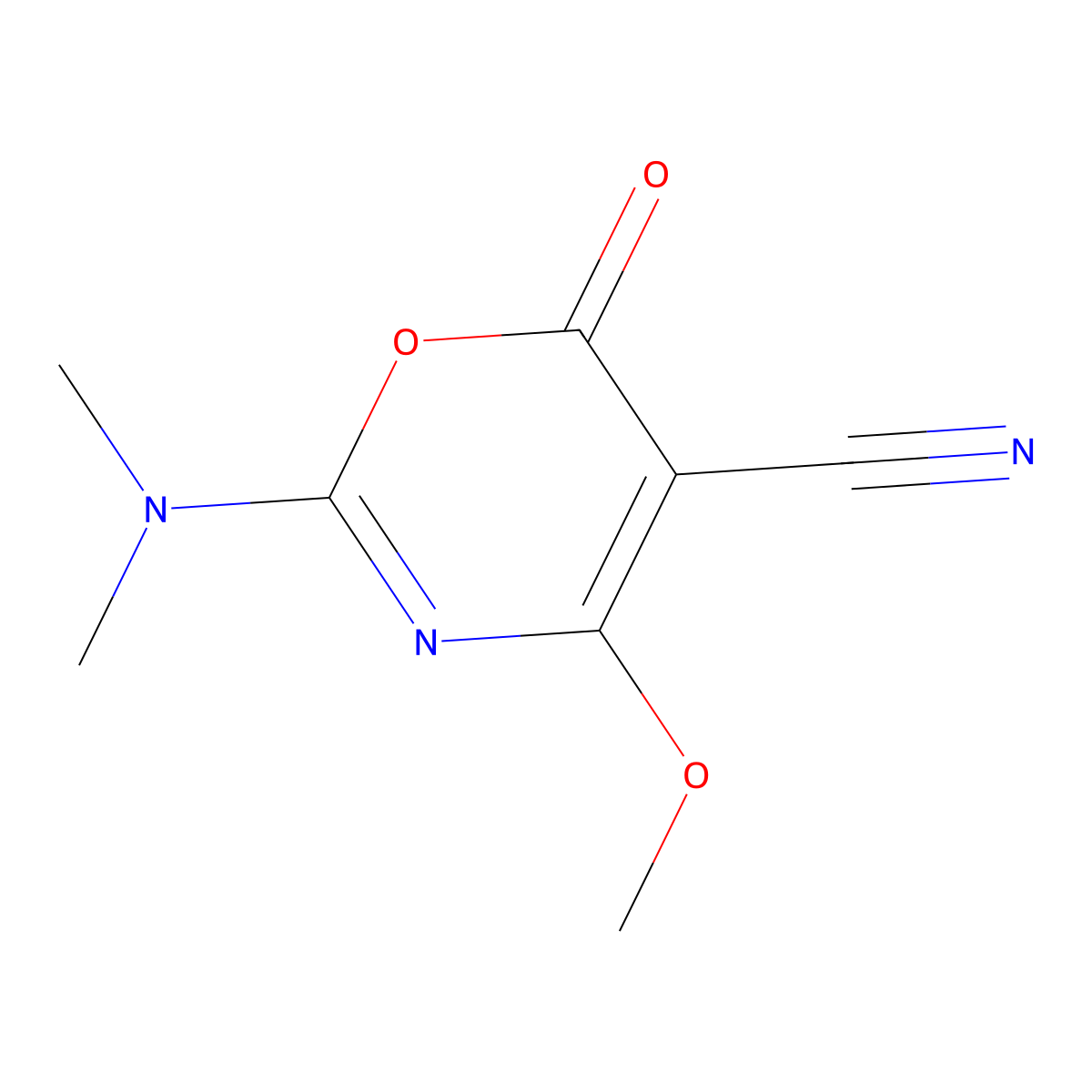 2-(dimethylamino)-4-methoxy-6-oxo-6H-1,3-oxazine-5-carbonitrile molecular structure, CAS 132164-87-5