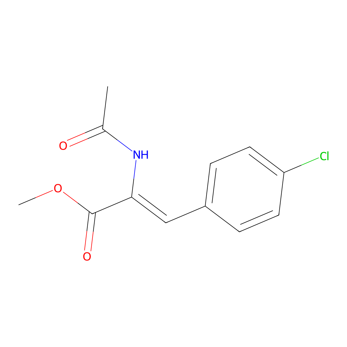 Methyl 2-acetamido-3-(4-chlorophenyl)prop-2-enoate molecular structure, CAS 132165-59-4