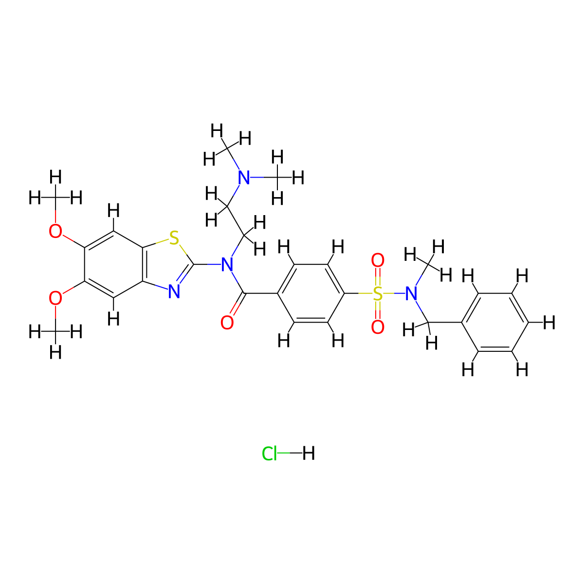4-(N-benzyl-N-methylsulfamoyl)-N-(5,6-dimethoxybenzo[d]thiazol-2-yl)-N-(2-(dimethylamino)ethyl)benzamide hydrochloride molecular structure, CAS 1321656-27-2