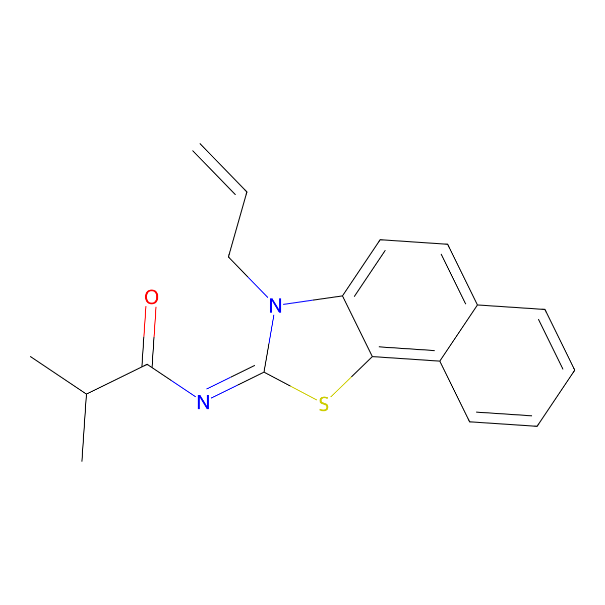 (Z)-N-(3-allylnaphtho[2,1-d]thiazol-2(3H)-ylidene)isobutyramide molecular structure, CAS 1321657-97-9