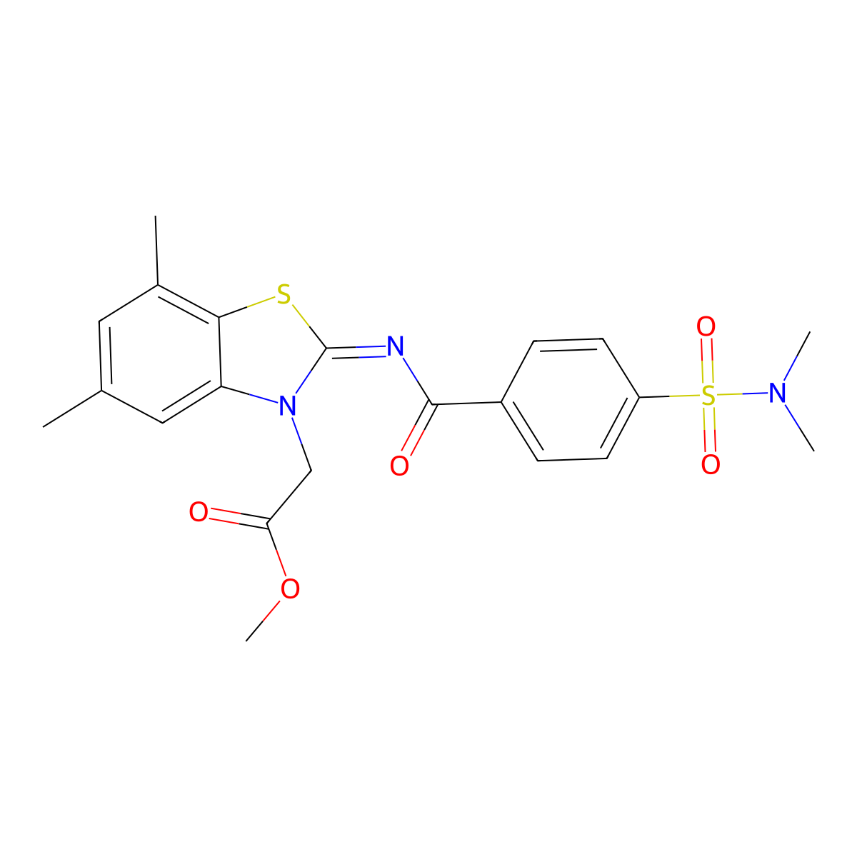 (Z)-methyl 2-(2-((4-(N,N-dimethylsulfamoyl)benzoyl)imino)-5,7-dimethylbenzo[d]thiazol-3(2H)-yl)acetate molecular structure, CAS 1321661-38-4