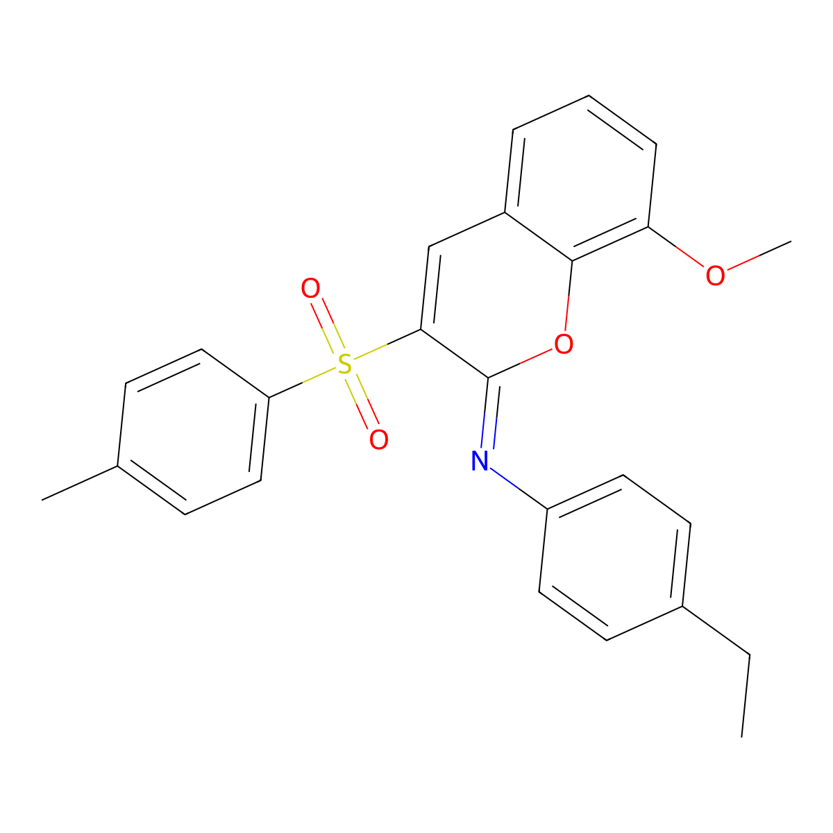 (Z)-4-ethyl-N-(8-methoxy-3-tosyl-2H-chromen-2-ylidene)aniline molecular structure, CAS 1321666-68-5