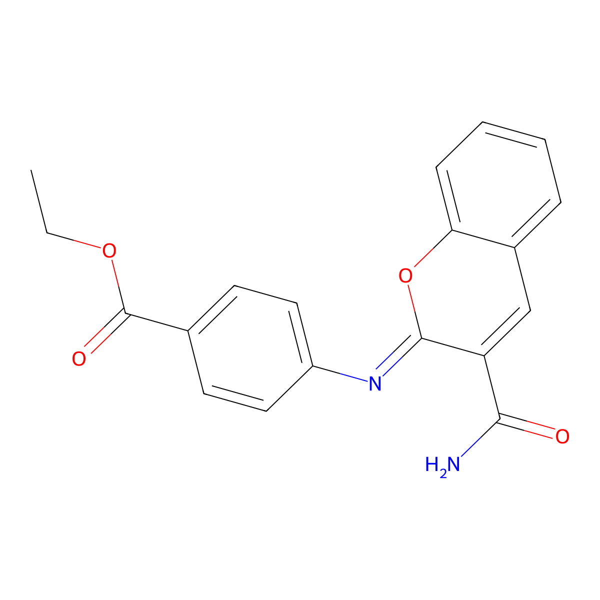 ethyl 4-{[(2Z)-3-carbamoyl-2H-chromen-2-ylidene]amino}benzoate molecular structure, CAS 1321667-12-2