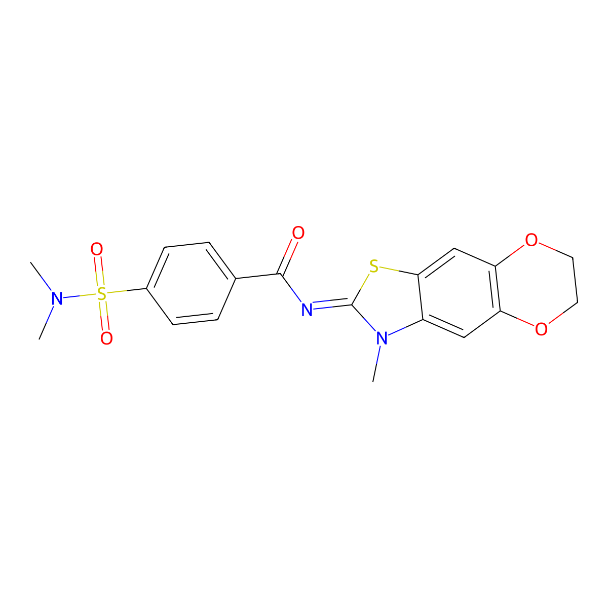 4-(dimethylsulfamoyl)-N-[(5E)-6-methyl-10,13-dioxa-4-thia-6-azatricyclo[7.4.0.0^{3,7}]trideca-1,3(7),8-trien-5-ylidene]benzamide molecular structure, CAS 1321672-94-9