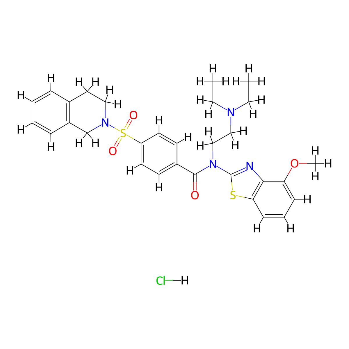 N-(2-(diethylamino)ethyl)-4-((3,4-dihydroisoquinolin-2(1H)-yl)sulfonyl)-N-(4-methoxybenzo[d]thiazol-2-yl)benzamide hydrochloride molecular structure, CAS 1321682-59-0