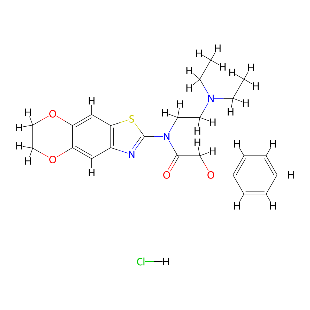 N-[2-(diethylamino)ethyl]-N-{10,13-dioxa-4-thia-6-azatricyclo[7.4.0.0^{3,7}]trideca-1,3(7),5,8-tetraen-5-yl}-2-phenoxyacetamide hydrochloride molecular structure, CAS 1321702-16-2