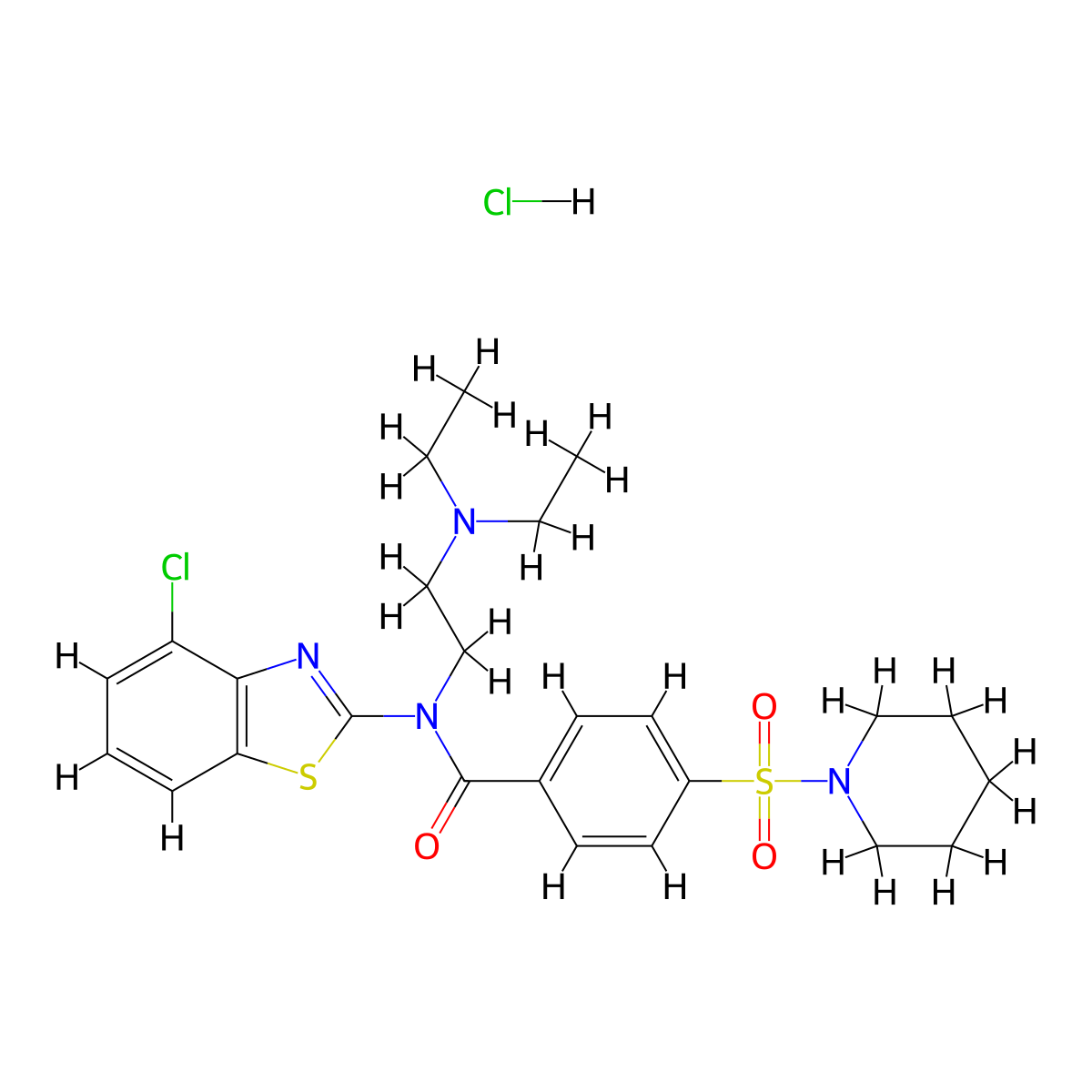 N-(4-chlorobenzo[d]thiazol-2-yl)-N-(2-(diethylamino)ethyl)-4-(piperidin-1-ylsulfonyl)benzamide hydrochloride molecular structure, CAS 1321708-05-7