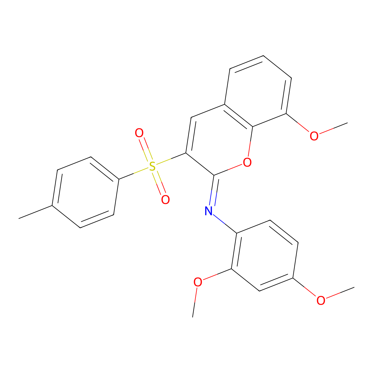 N-(2,4-dimethoxyphenyl)-8-methoxy-3-(4-methylphenyl)sulfonylchromen-2-imine molecular structure, CAS 1321713-08-9