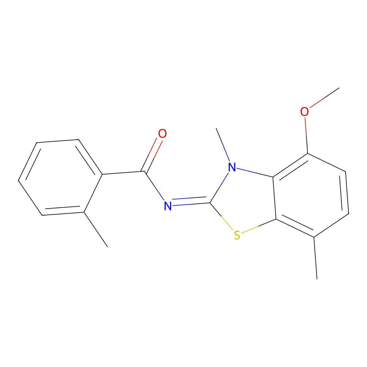 (Z)-N-(4-methoxy-3,7-dimethylbenzo[d]thiazol-2(3H)-ylidene)-2-methylbenzamide molecular structure, CAS 1321716-66-8