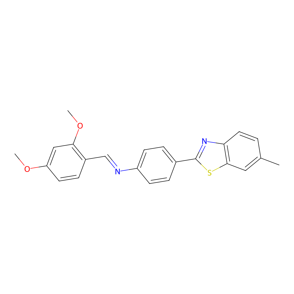 (E)-N-(2,4-dimethoxybenzylidene)-4-(6-methylbenzo[d]thiazol-2-yl)aniline molecular structure, CAS 1321726-36-6