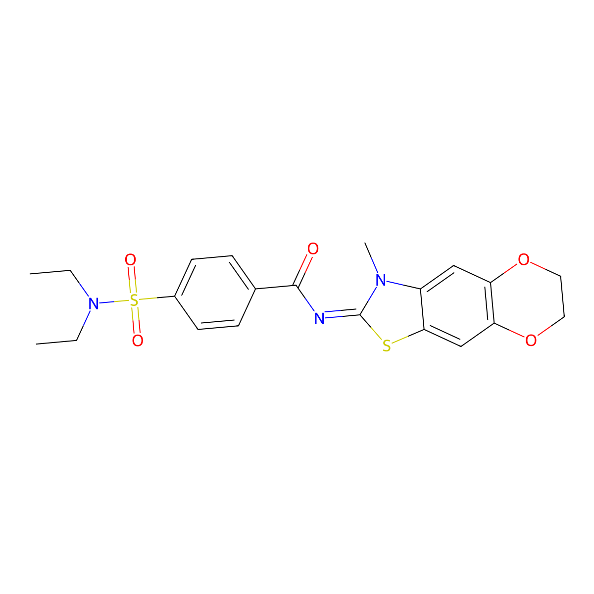 (E)-4-(N,N-diethylsulfamoyl)-N-(3-methyl-6,7-dihydro-[1,4]dioxino[2',3':4,5]benzo[1,2-d]thiazol-2(3H)-ylidene)benzamide molecular structure, CAS 1321726-52-6