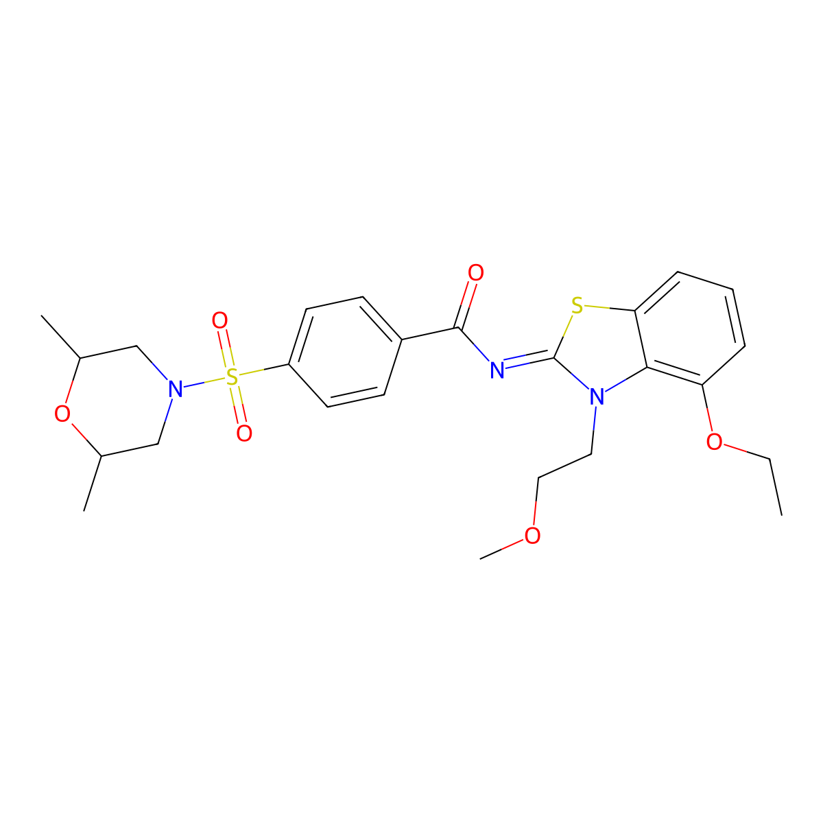 (Z)-4-((2,6-dimethylmorpholino)sulfonyl)-N-(4-ethoxy-3-(2-methoxyethyl)benzo[d]thiazol-2(3H)-ylidene)benzamide molecular structure, CAS 1321729-10-5