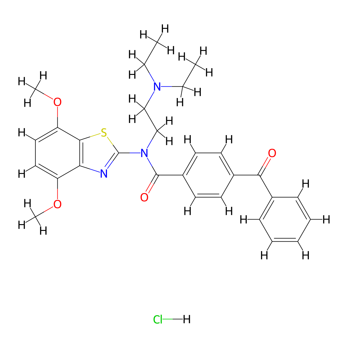 4-benzoyl-N-(2-(diethylamino)ethyl)-N-(4,7-dimethoxybenzo[d]thiazol-2-yl)benzamide hydrochloride molecular structure, CAS 1321729-39-8
