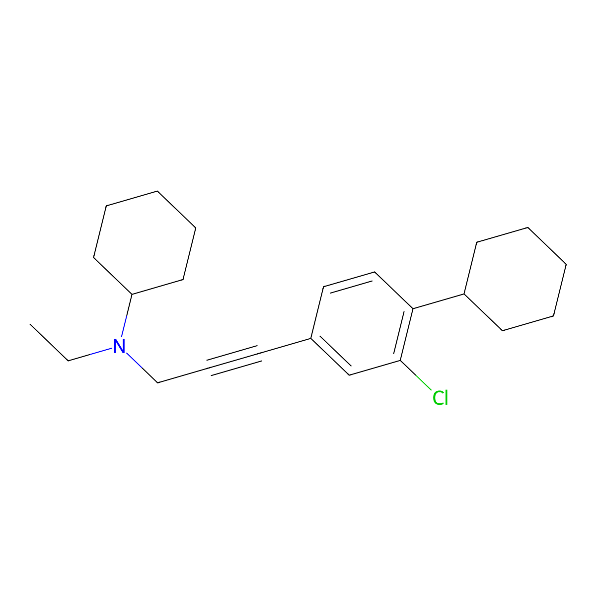 N-[3-(3-Chloro-4-cyclohexylphenyl)-2-propynyl]-N-ethyl-cyclohexane amine molecular structure, CAS 132173-04-7