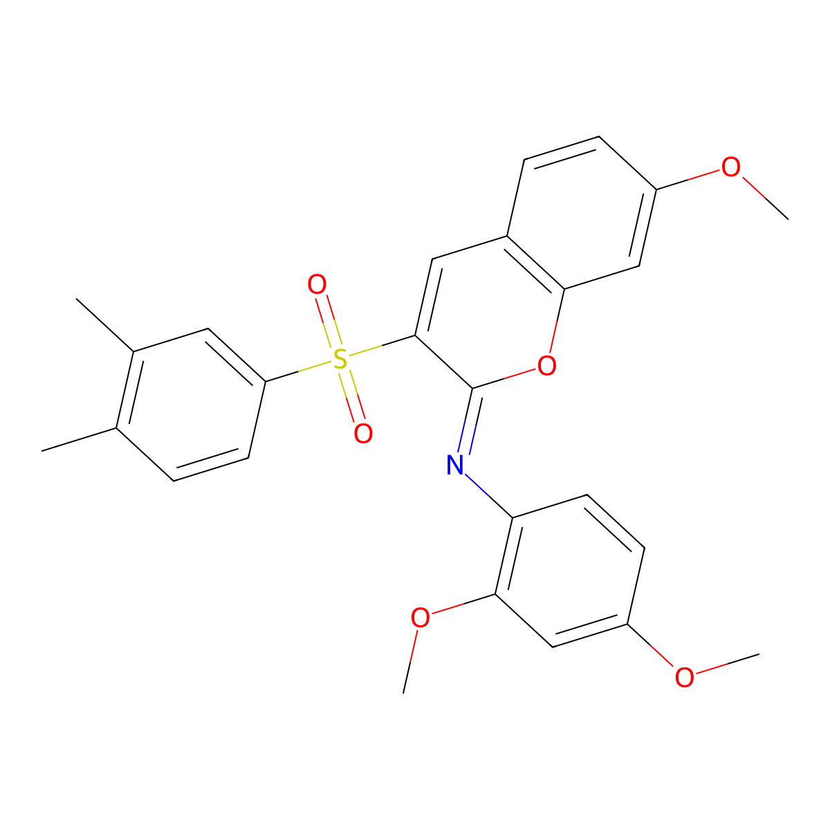 N-(2,4-dimethoxyphenyl)-3-(3,4-dimethylphenyl)sulfonyl-7-methoxychromen-2-imine molecular structure, CAS 1321731-78-5