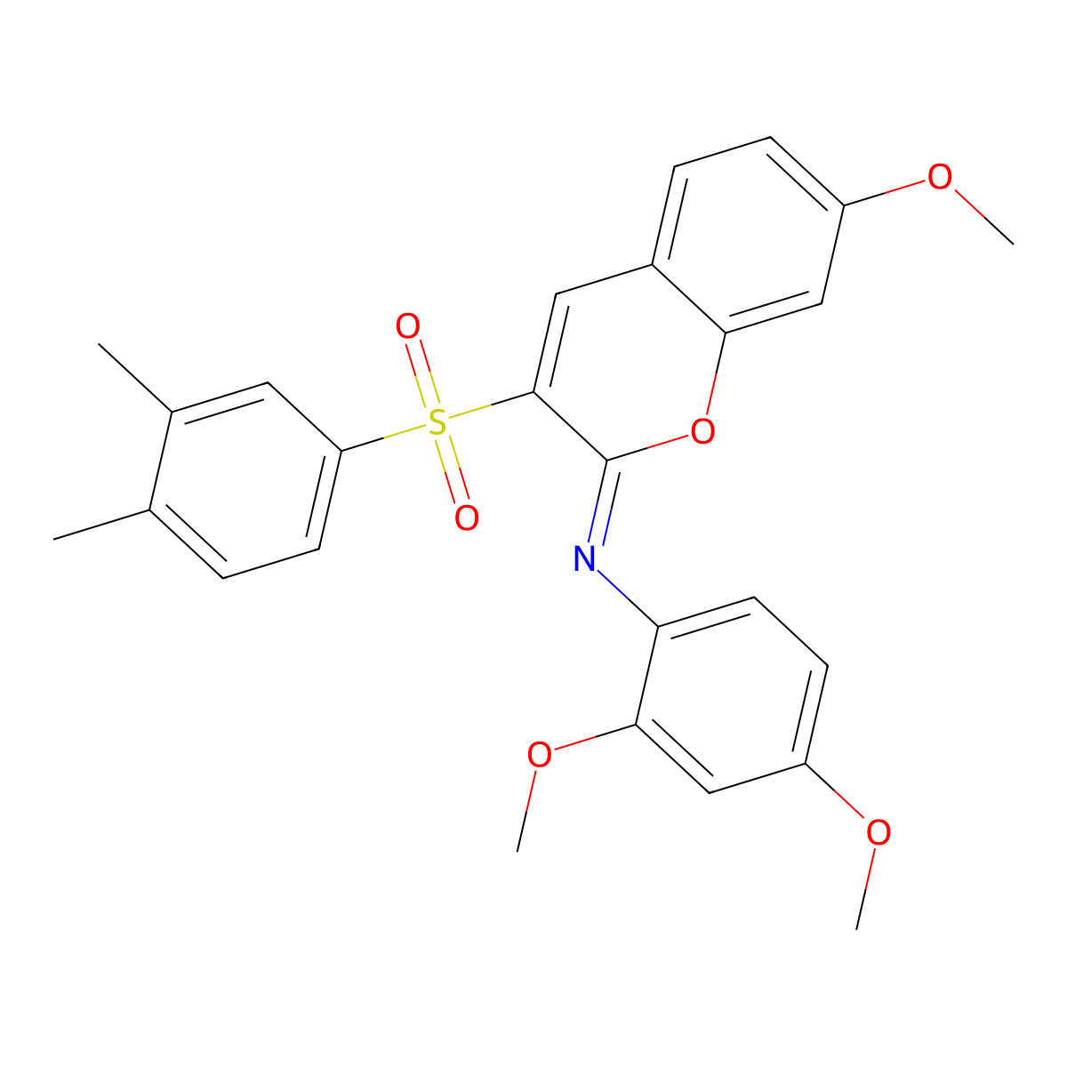 N-(2,4-dimethoxyphenyl)-3-(3,4-dimethylphenyl)sulfonyl-7-methoxychromen-2-imine molecular structure, CAS 1321731-78-5
